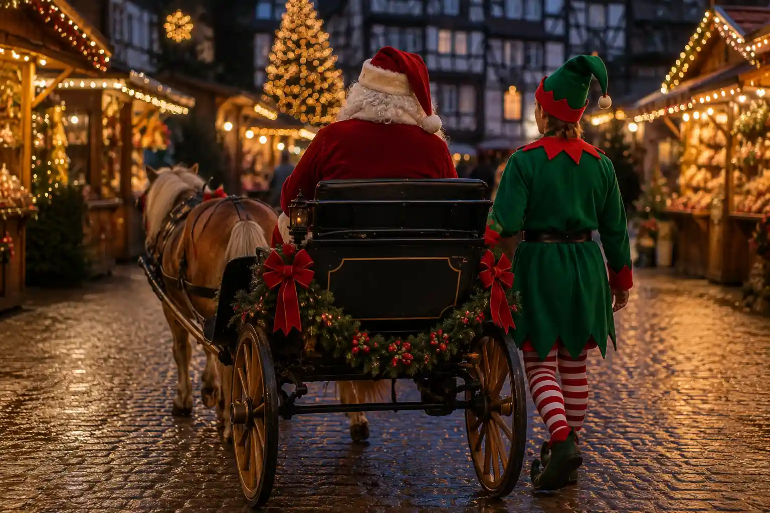 Calèche événement pour marché de Noël